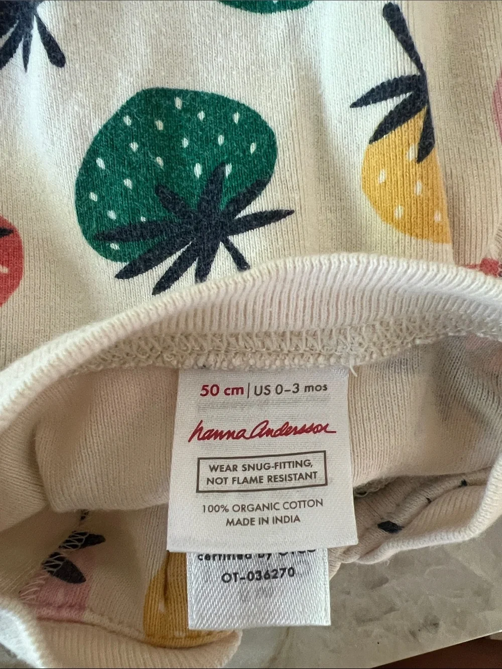 Hanna Andersson White Footed One-Piece with Multicolor Fruit Print